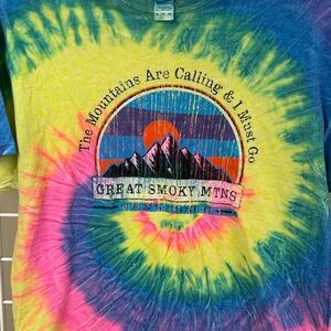 Tie-dye Great Smoky Mountains T-shirt size XL. Short sleeve. Cotton#hiking